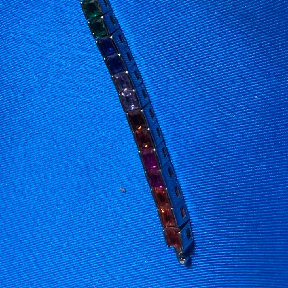 Rainbow Multi-Gemstone Channel Set Tennis Bracelet